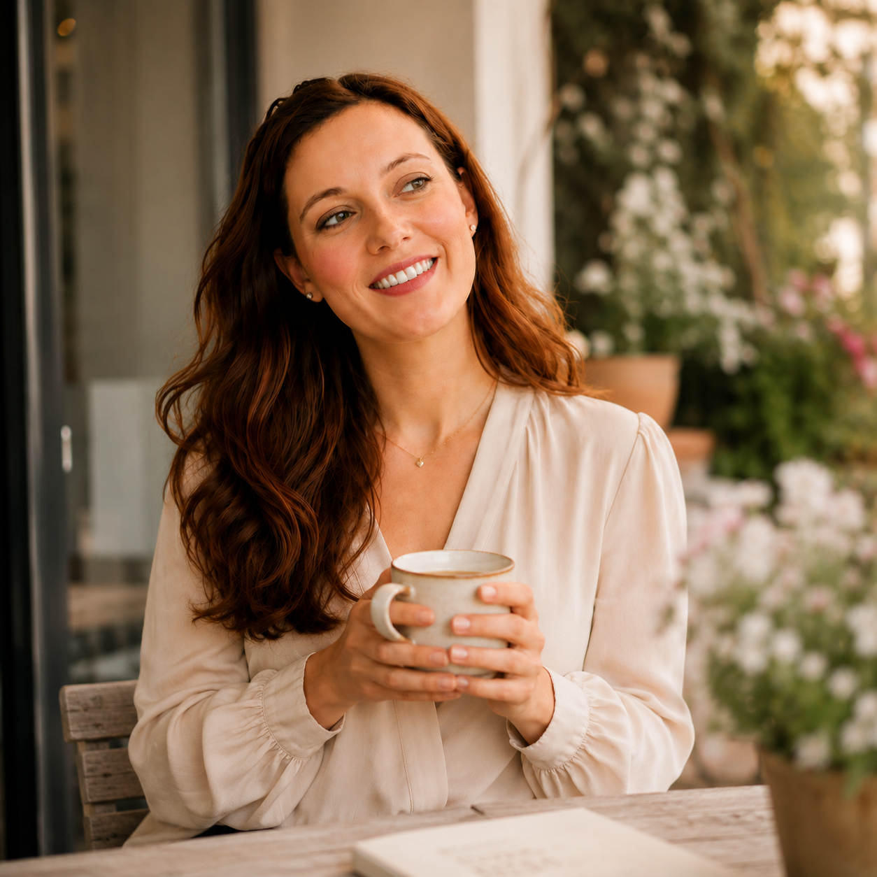 Maria Westen mit Kaffee
